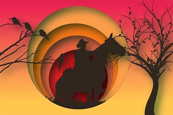 3D Cowboy Paper Cutout