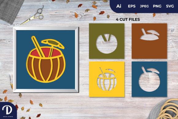 3D Shadowbox Coconut Water on the Beach: A Strategic Asset for Visual Branding and Decor