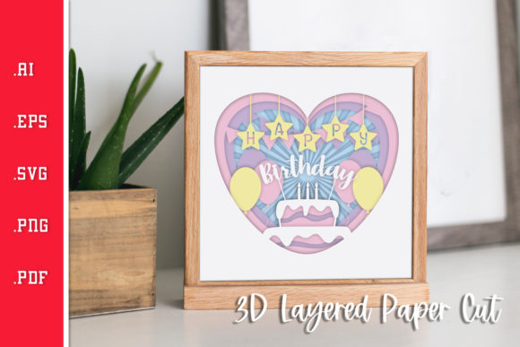 Birthday Love - 3D Layered Paper Cut SVG