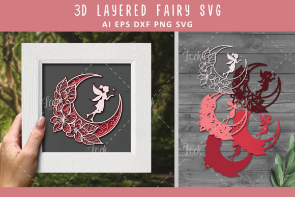 Crescent Moon and Fairy SVG 3d Layered