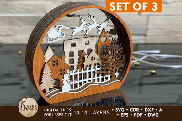 SET of 3 SNOW GLOBE 3D Christmas Bundle