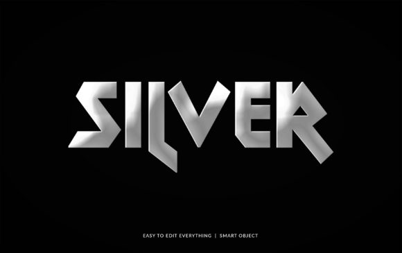Silver Metal Steel Color 3d Text Effect: Premium Design Asset